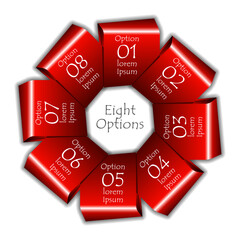 Eight sided presentation infographic template with explanatory text field for business statistics