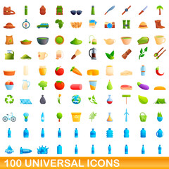 100 universal icons set. Cartoon illustration of 100 universal icons vector set isolated on white background