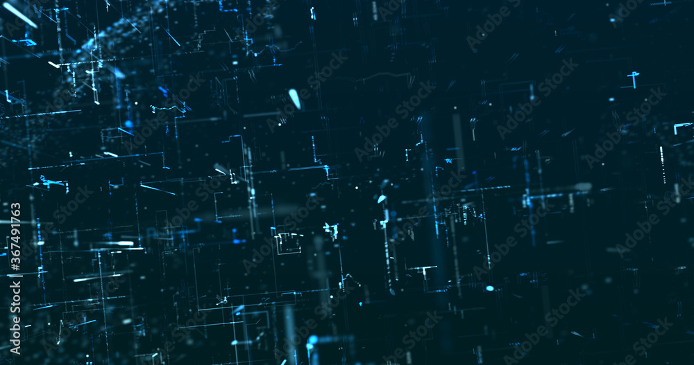 Wall mural abstract digital network data background, 3d rendering illustration