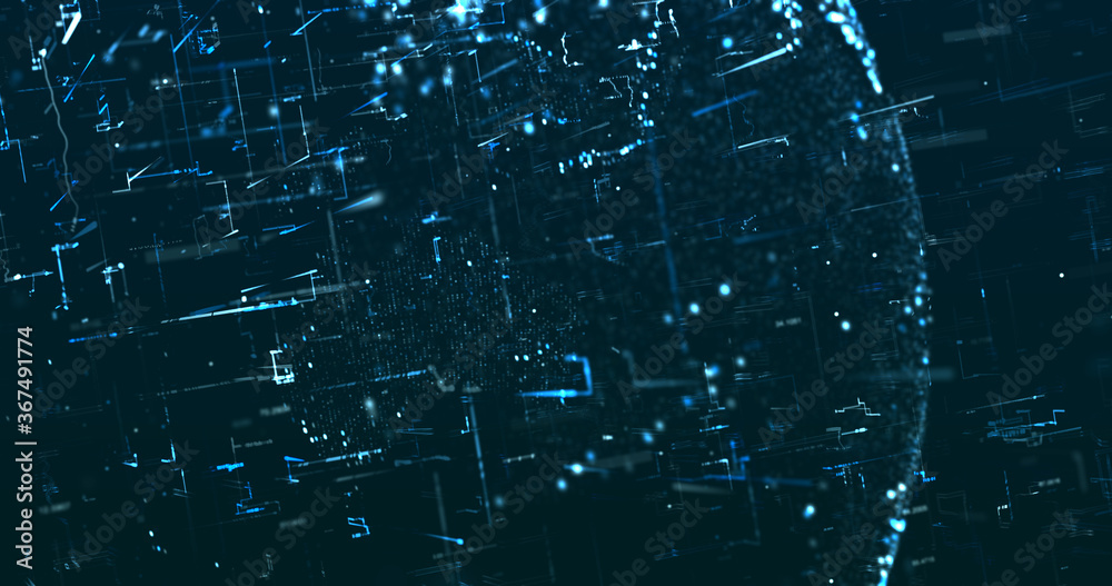 Wall mural abstract digital network data background, 3d rendering illustration