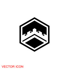 Castle icon. Castle tower icon or symbol. Vector illustration.
