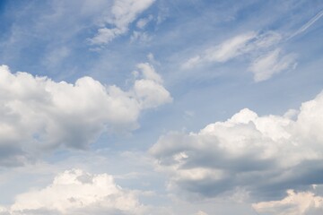 Fototapeta na wymiar Blue sky with fluffy and cirrocumulus white clouds