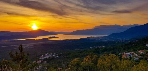 sunset over the mountains
