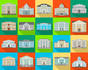 Building of government vector flat set icon. Isolated flat set icon architecture. Vector illustration building of government on white background .