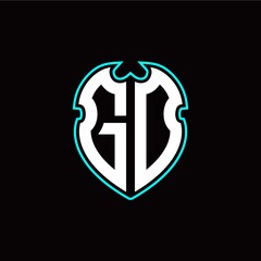 G O Initial logo design with a shield shape