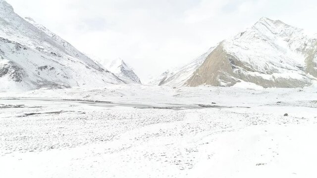 mountain landscape with snow covered mountains
