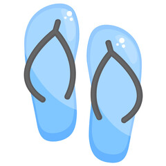 
A casual footwear with two stripes characterizing flip flops flat vector  
