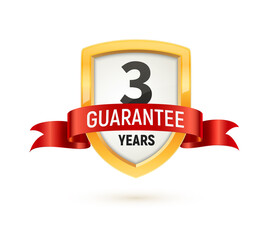 Guarantee 3 years isolated vector label on white background. Warranty service icon template