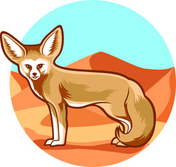 The fennec fox Standing in the Desert