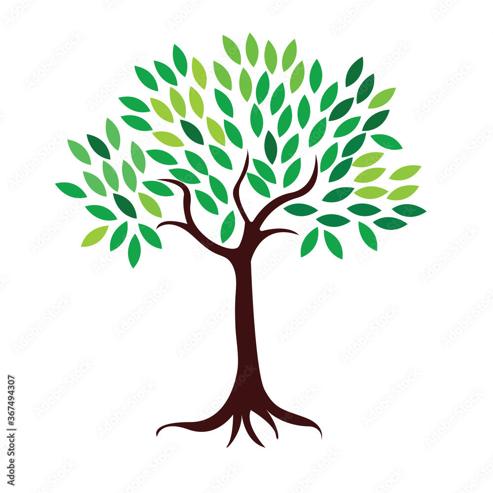 Wall mural vector logo tree design in eps 10. simple template and ready to use.