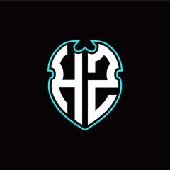 H Z Initial logo design with a shield shape