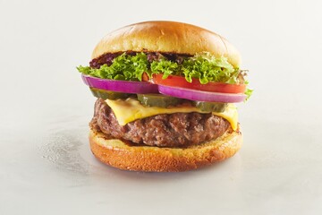 Burger shot of white background
