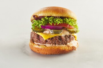 Burger shot of white background