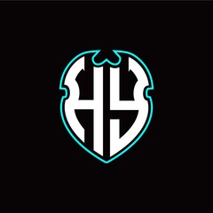 H Y Initial logo design with a shield shape