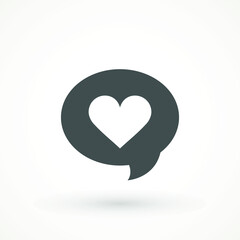 Love message, heart in speech bubble icon, good feedback. Vector illustration isolated on white background. icon chatting with love