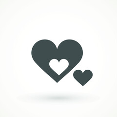 Heart Icon Vector. Love symbol. Valentine's Day sign, emblem isolated on white background with shadow, Flat style for graphic and web design, logo. EPS10 black pictogram