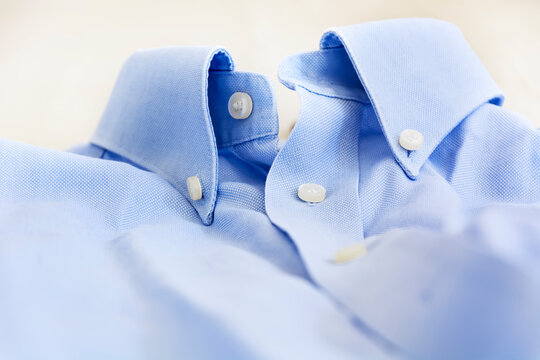 A Light Blue Shirt With A Button Down Collar. Formal Wear For Events Or Work And Business Meetings