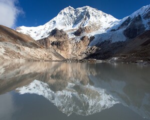 Mount Makalu mirroring in lake, Nepal Himalayas