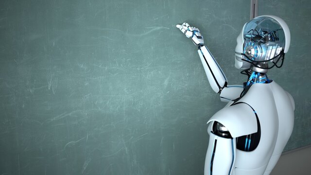 Humanoid Robot Chalk Board Writing Teacher