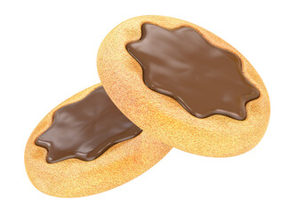 Biscuit with Star Chocolate. Clipping path. Isolated white background. 3d illustration