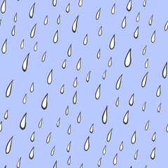 Abstract seamless pattern with Rain Drops Brush Strokes. Beautiful modern texture with chaotic painted elements. Monochrome background for your design.