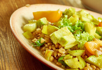 Zucchini Farro Salad with Homemade Pesto