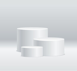 Realistic Detailed 3d Round Stage Podium Set. Vector
