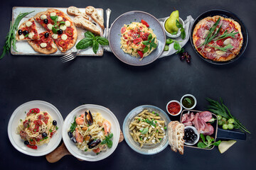 Italian food  on dark background