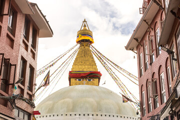 Bouddhanath Stupa, Bouddha Temple in Kathmandu, Nepal at golden hour, sunset in Kathmandu, UNESCO...