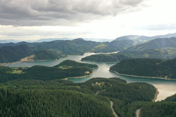 Fototapeta na wymiar Zaovine lake view from Tara mountain in Serbia
