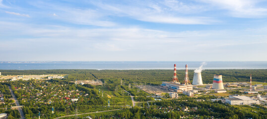 Smoking cooling pipes at power plant