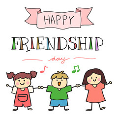 Happy Friendship Day, with hand drawn children illustration