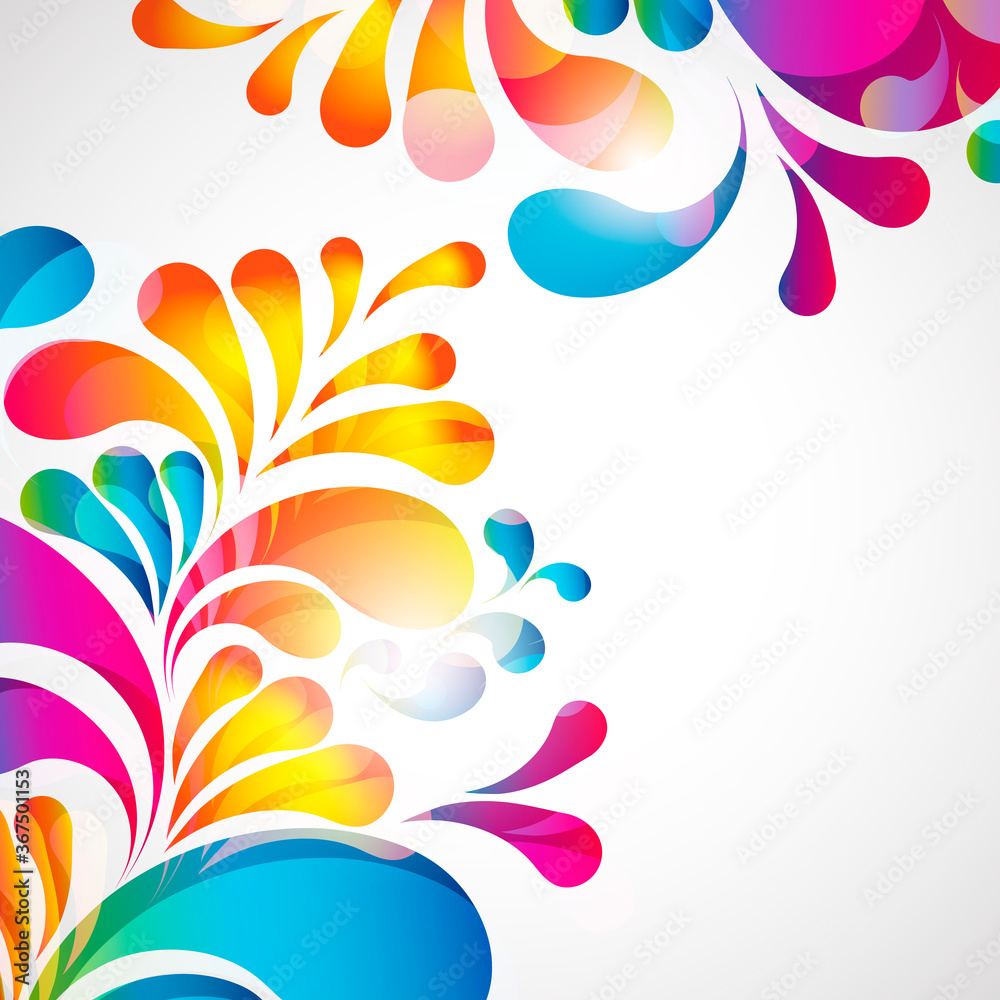 Poster abstract background with bright teardrop-shaped arches.