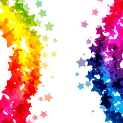 Rainbow stars  border, vector  texture, carnival bright decoration card.