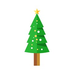 Christmas Tree Flat Color Isolated in White Background