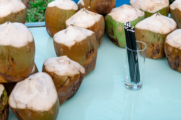 coconut fruit on the table ready to be served