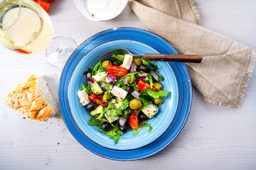 Rustic Greek salad with sheep's cheese