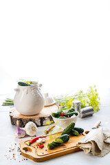 fresh pickled cucumber with garlic, (polish malosolne)
