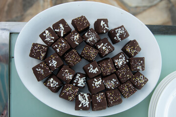 chocolate cakes on a plate