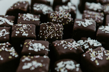 close up of chocolate cakes