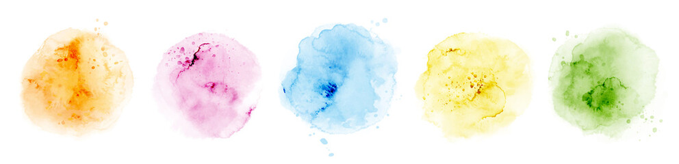 Set of hand-painted splash pastel watercolor - obrazy, fototapety, plakaty