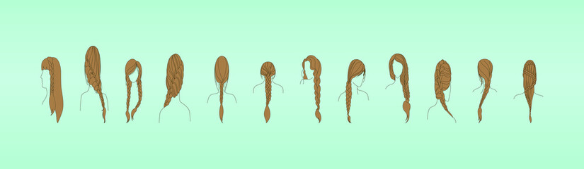 Set of different types of female hair styles