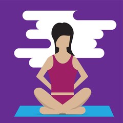 girl practising yoga in easy pose variation