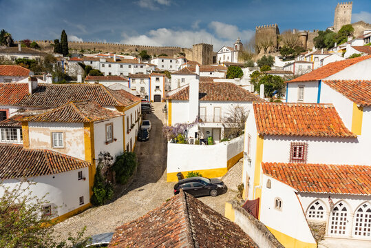 Historic center of Obidos medieval town, tourist attraction of Portugal