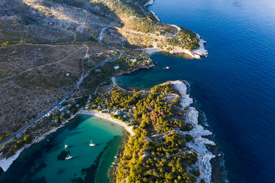 Thassos,a beautiful Greek island seen from a drone