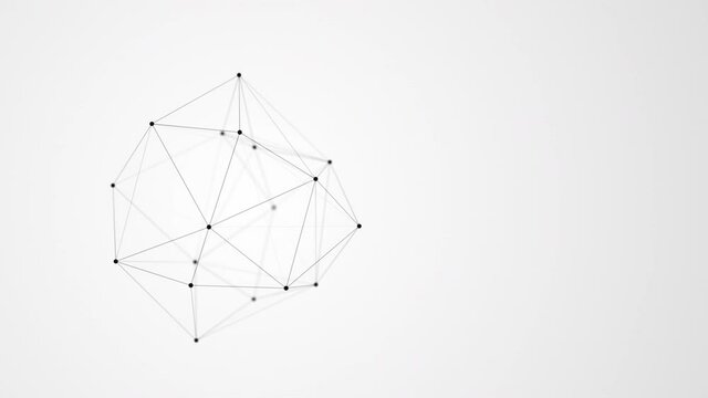 Rotation of a geometric shape. Looped video footage. Depth of field. Black and white animated background. 4K. HD