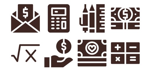 Modern Simple Set of calculator Vector filled Icons