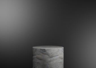 Marble empty cylinder display on empty background for showcase product, 3D render.