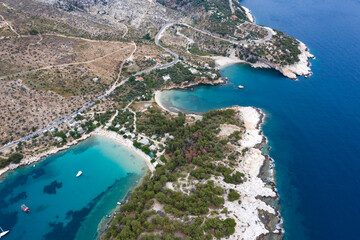 Fototapeta premium Aerial view of the turquoise sea near Thassos, Greece.