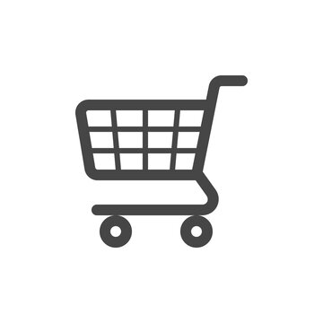 Shopping cart icon in flat style isolated on white background.